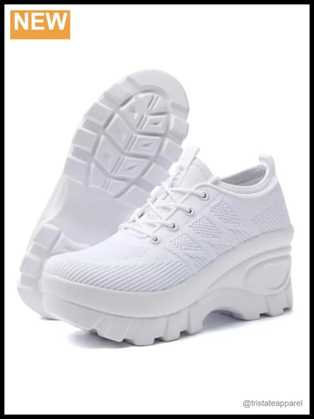 Chunky Platform Orthopedic Walking Shoes Knitted Breathable Lace Up Arch Support